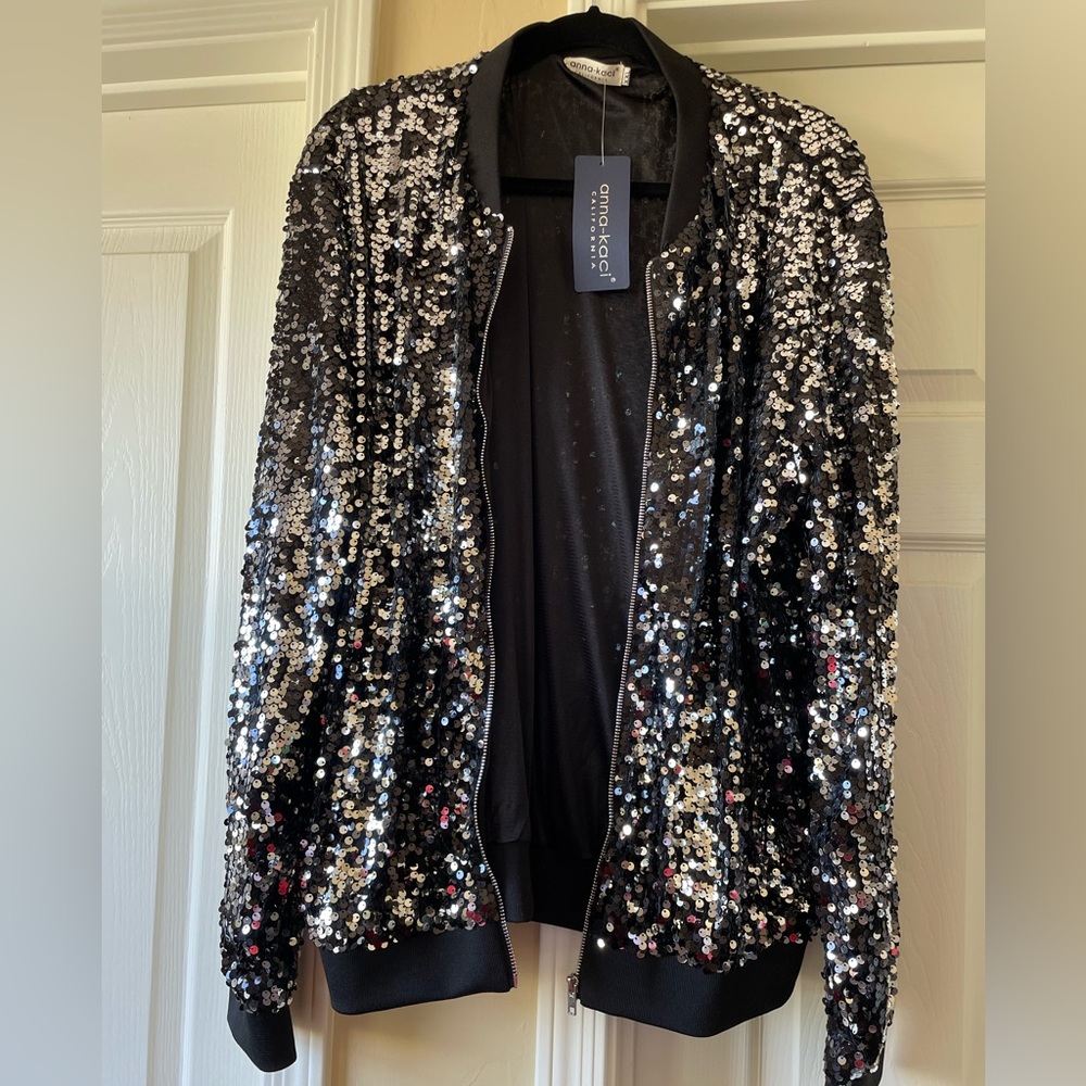 Anna-Kaci Sequin Zip-Up Jacket